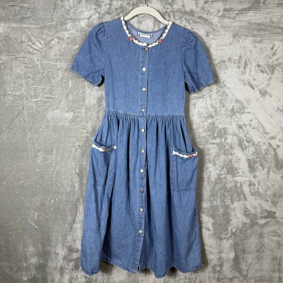 VTG My Michelle Denim Dress‎ Kids Youth Girls 12 Blue - Picture 4 of 14